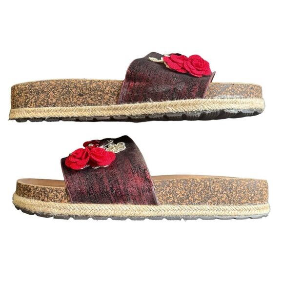 Nature Breeze Flower Espadrille Slide Sandals in Red Size 10 Summer - Picture 10 of 11